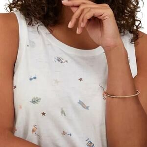 Torrid Plus Size 4 (26) White Summertime Print Vintage Burnout Crew Tank Top